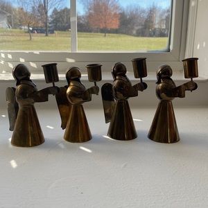 Vintage brass Angel candlestick holders